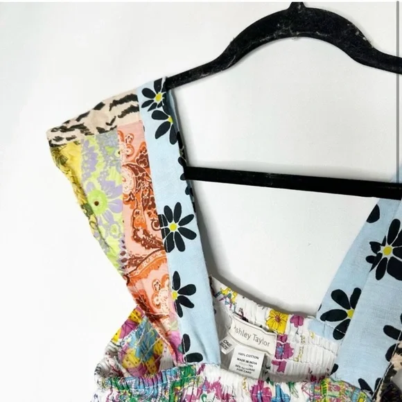 NWOT ASHLEY TAYLOR cotton Bohemian Patchwork Dress One Size quilted - Picture 6 of 7